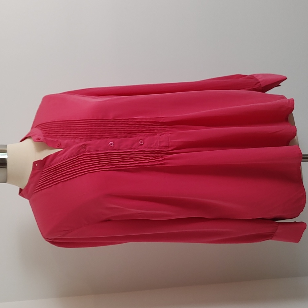 Merona Bright Coral Long Sleeve Blouse with Mandarin Collar/Size XXL